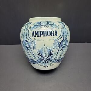 Delft Blue Holland Amphora Tobacco Cookie Jar Hand Painted 6.25" VGUC Vintage